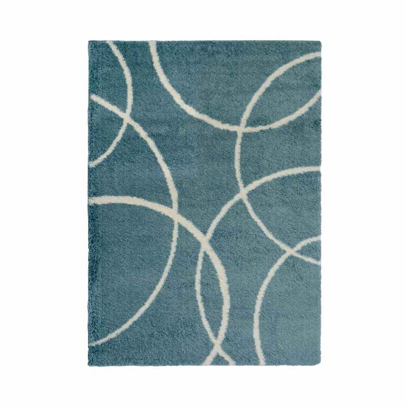Snug Bubbles Shaggy Geometric Rugs in Blue