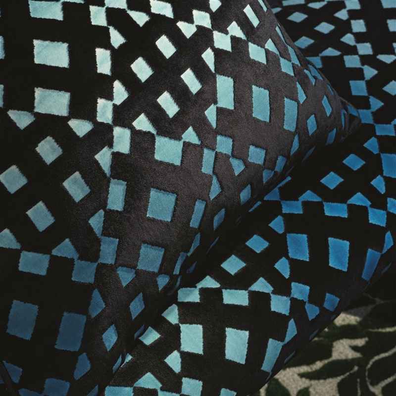Soft L Aveu Geometric Cushion By Christian Lacroix in Ruisseau Blue
