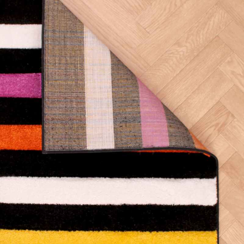 Spectra Stilo Carved Striped Modern Runner Rugs in Multi