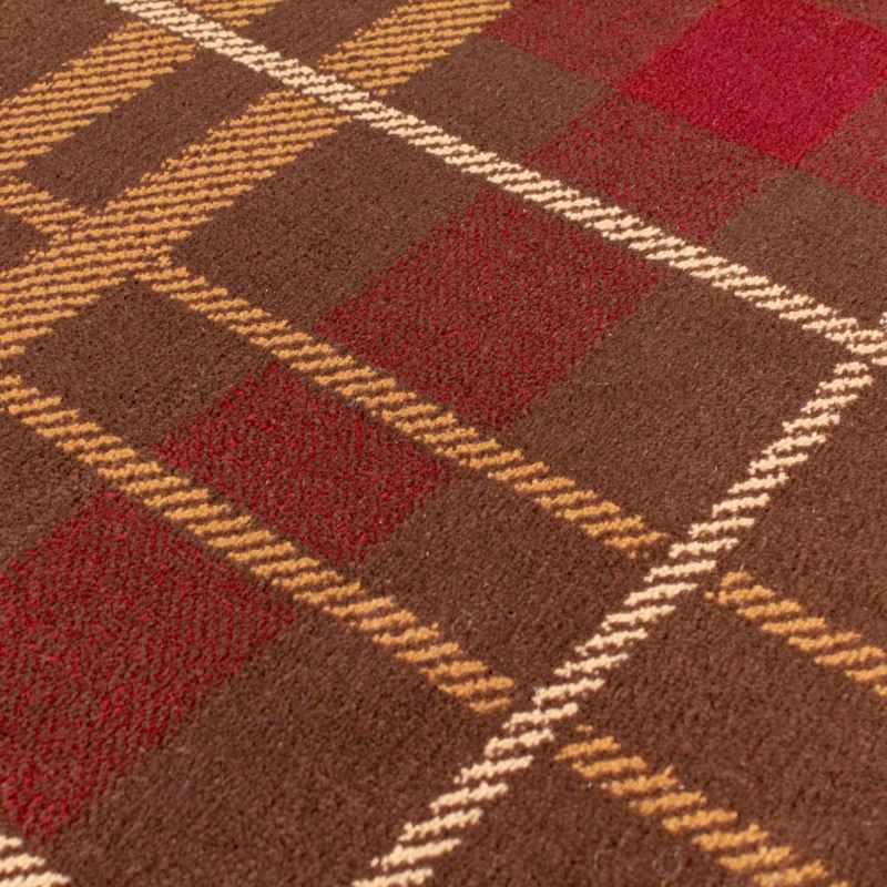 Tartan Check Modern Runner Rugs in Brown