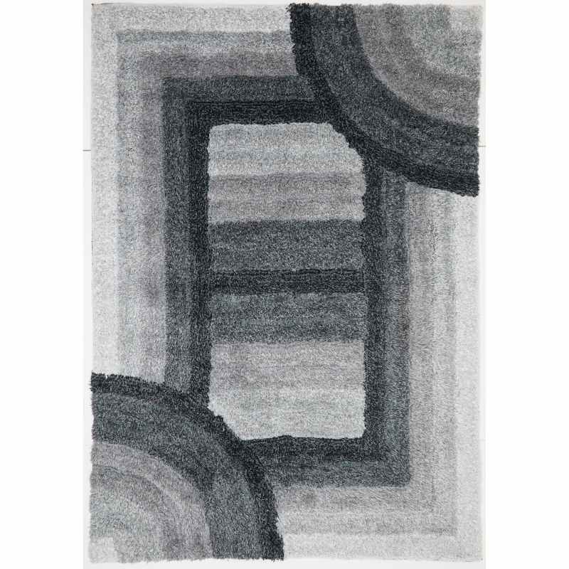 Trellis 3D Shaggy Geometric Modern Rugs in Anthra Grey