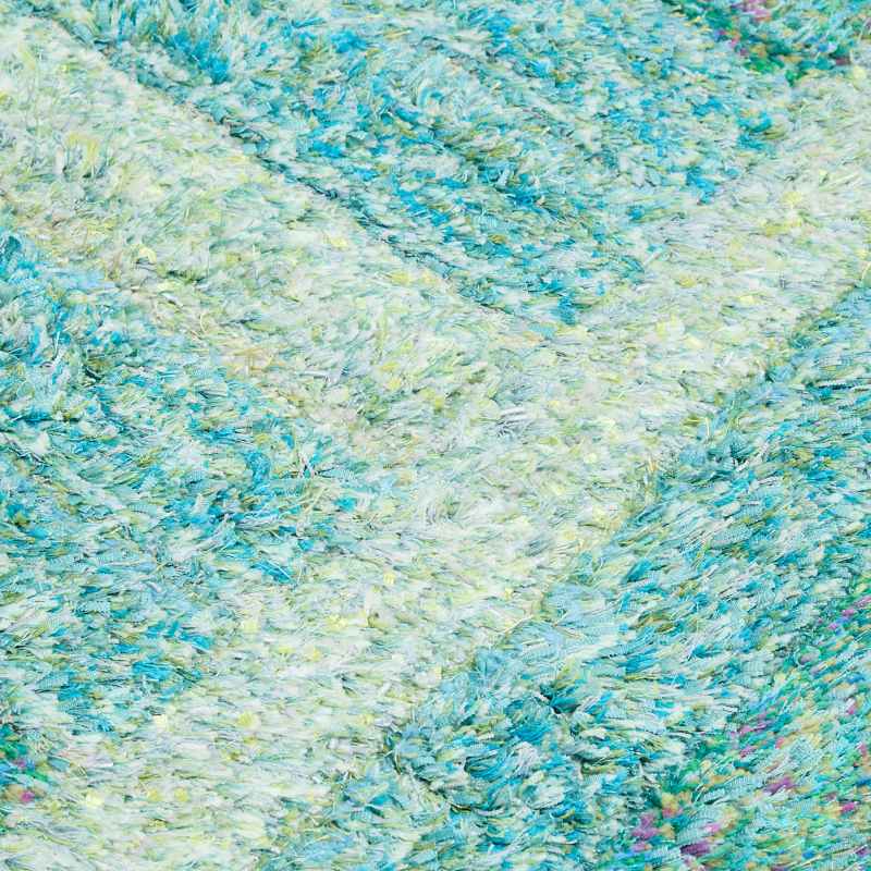 Trellis 3D Shaggy Geometric Modern Rugs in Blue