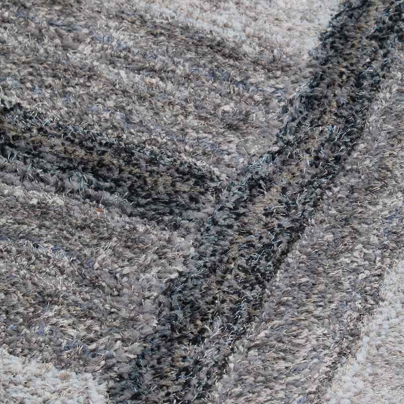 Trellis 3D Shaggy Geometric Modern Rugs in Charcoal Grey