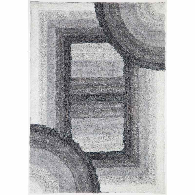 Trellis 3D Shaggy Geometric Modern Rugs in Charcoal Grey