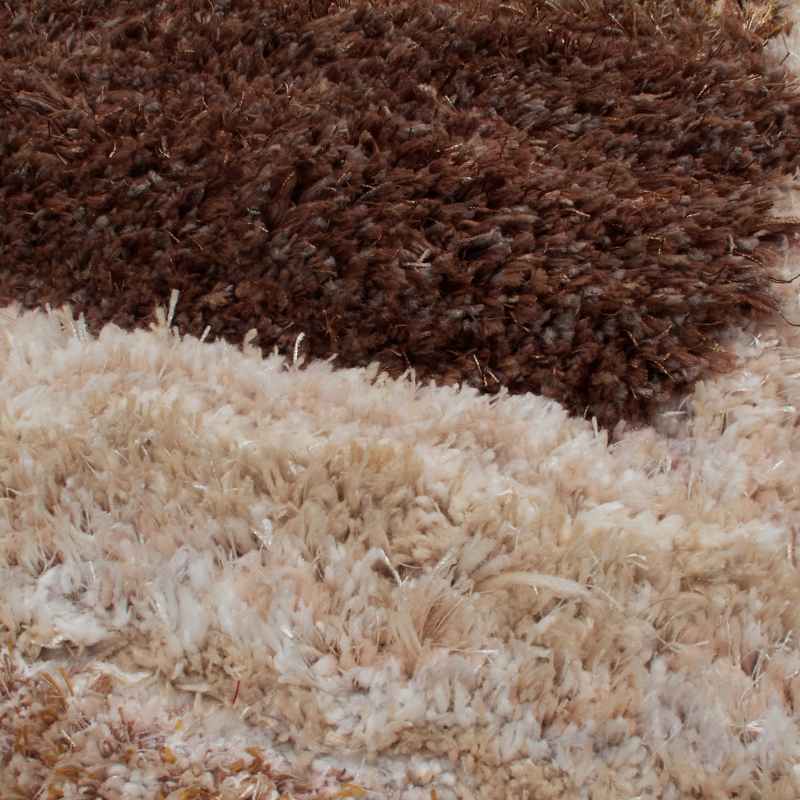 Trellis 3D Shaggy Geometric Modern Rugs in Latte Brown