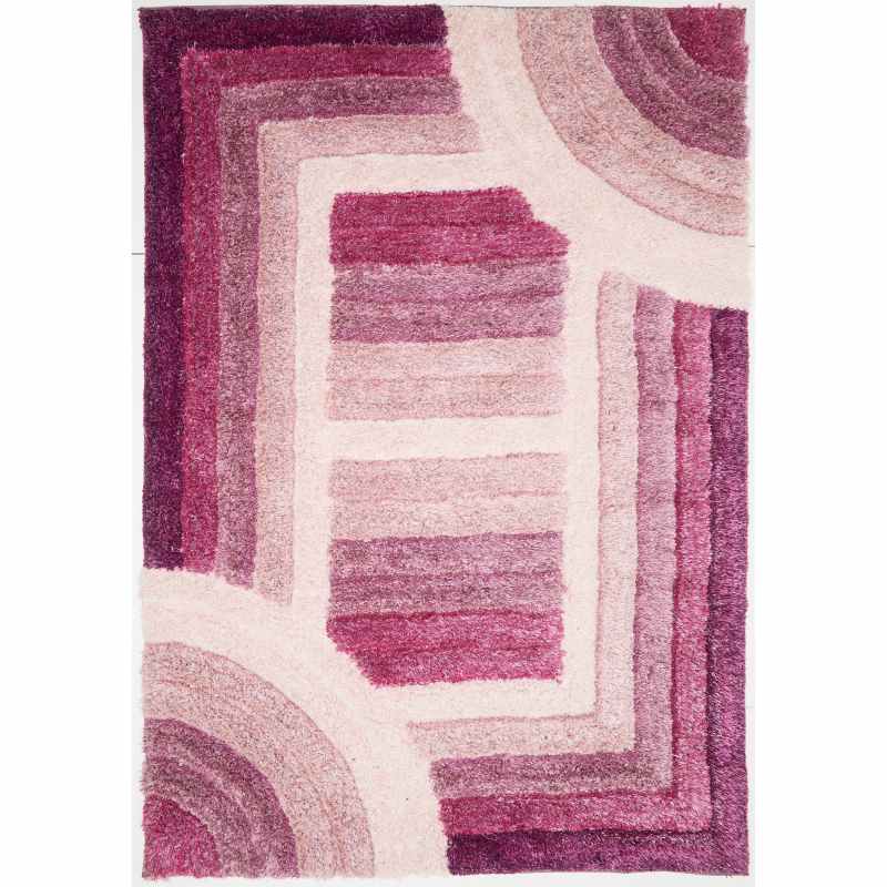 Trellis 3D Shaggy Geometric Modern Rugs in Purple