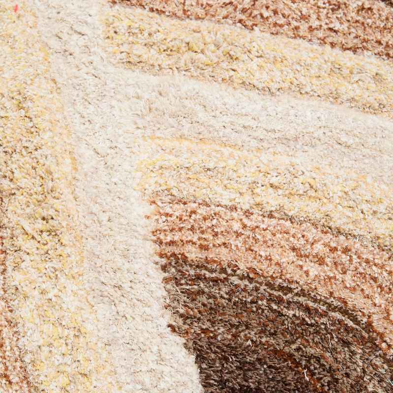 Wave 3D Shaggy Abstract Modern Rugs in Chocolate Latte Brown