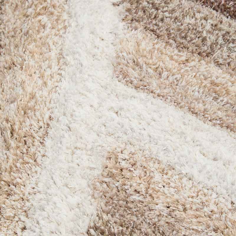 Wave 3D Shaggy Abstract Modern Rugs in Latte Brown