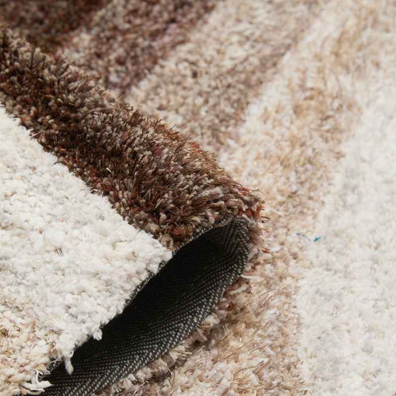 Wave 3D Shaggy Abstract Modern Rugs in Latte Brown