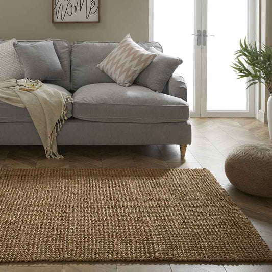 Whitefield Jute Modern Boucle Rug in Natural